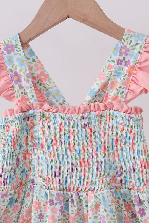 Floral smocked ruffle dress