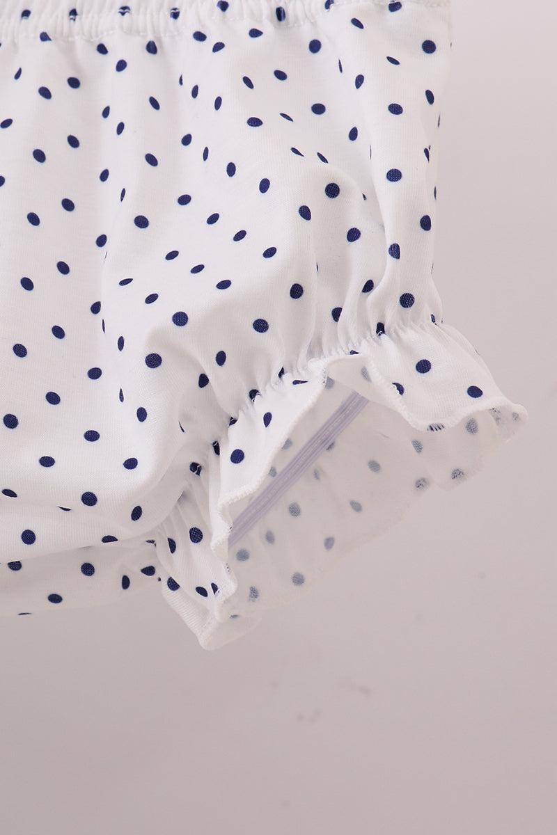 Navy nativity embroidery ruffle bloomer set