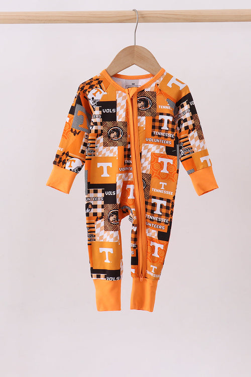 Orange Tennessee VOLS bamboo zipper romper