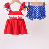 Red heart smocked bloomer set