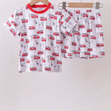 Red fire truck print bamboo pajama set